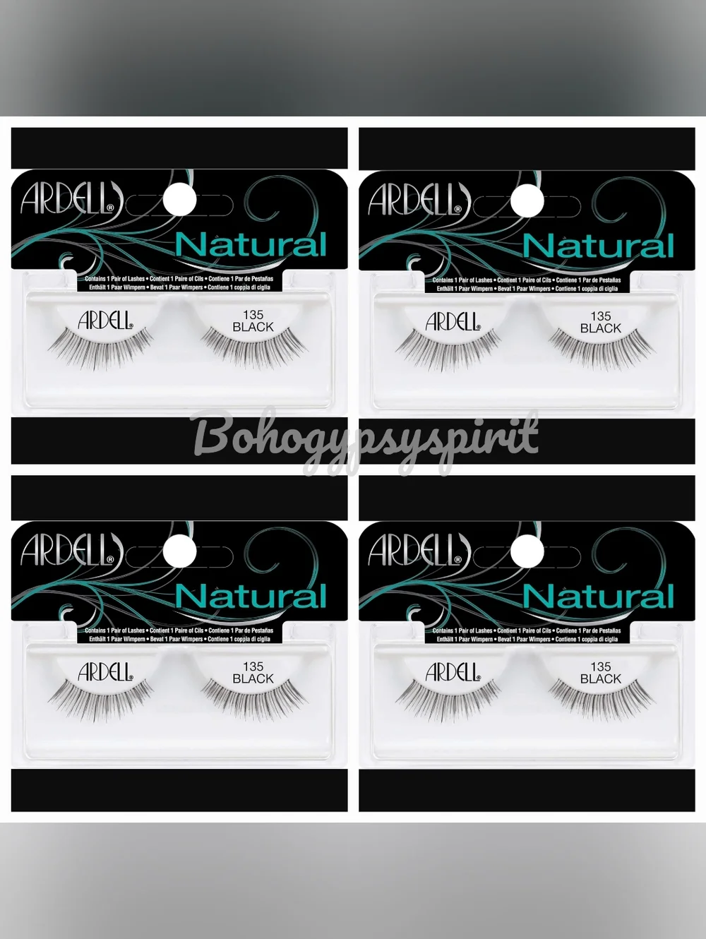 4 Pairs - Ardell Professional Natural Lashes Bundle, Black 135